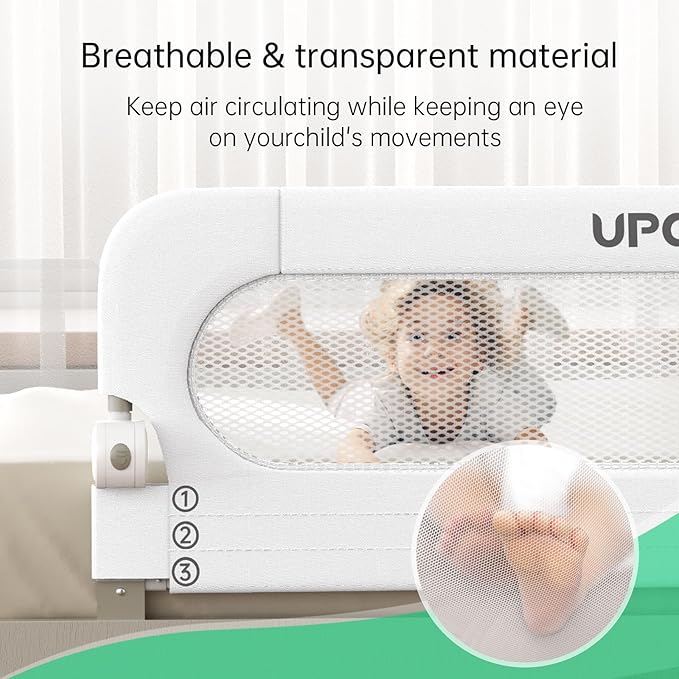 Folding Bed Rail for Toddlers,Baby Bed Rail Guard with Reinforced Anchor Safety System,Fit Bunk,Full Size,Queen,King,Twin(White,59"x23.6")