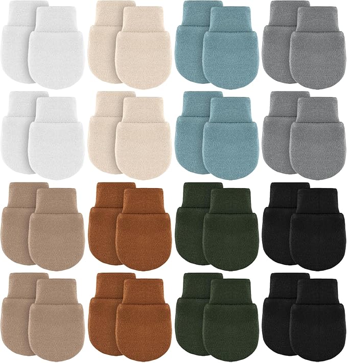 Cuffbow 16 Pairs Baby Mittens for Newborn Baby Boys Girls Infant Toddler Mittens No Scratch Gloves for Babies 0-6 Months