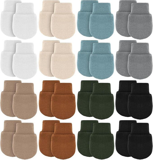 Cuffbow 16 Pairs Baby Mittens for Newborn Baby Boys Girls Infant Toddler Mittens No Scratch Gloves for Babies 0-6 Months