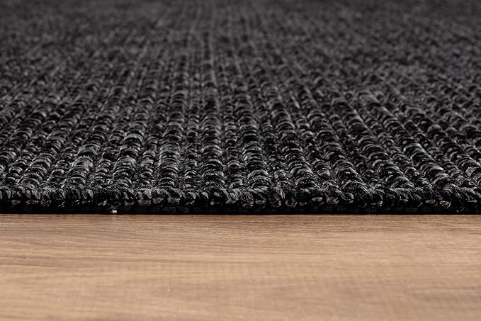 Beverly Rug Easy Jute Rug 8x10 Solid Washable Durable Outdoor Indoor Area Rugs for Living Dining Room Patio Office Stain Resistant Non Shedding Casual Indoor Outside Carpet (8 x 10 Dark Gray)