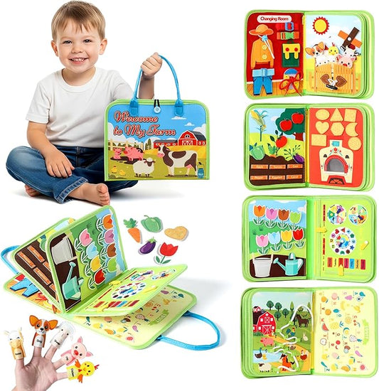 Busy Board Montessori Toys for Toddler, Car Travel Activities Toys for Fine Motor Skills Development, Educational Preschool Sensory Busy Book for Kids, Best Gift for Boys & Girls