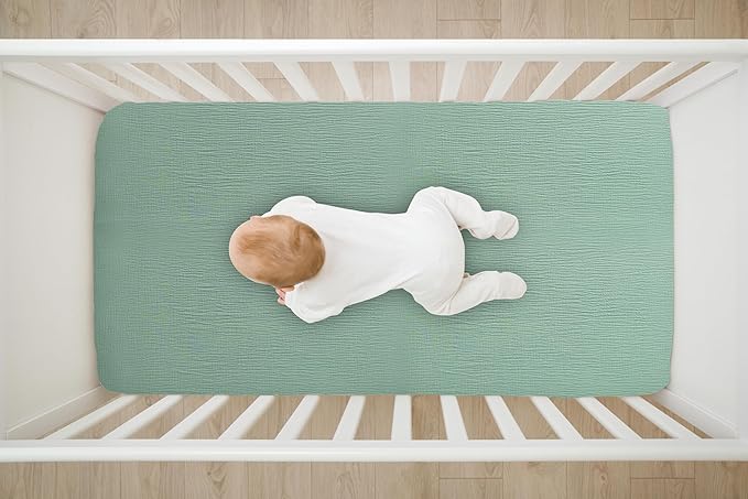 Baby Crib Sheets 2 PCS, 100% Organic Cotton Crib Sheet for Standard Crib Mattress(52”x 28”), Fitted and Soft Breathable Muslin Crib Mattress Sheet for Girl and Boy