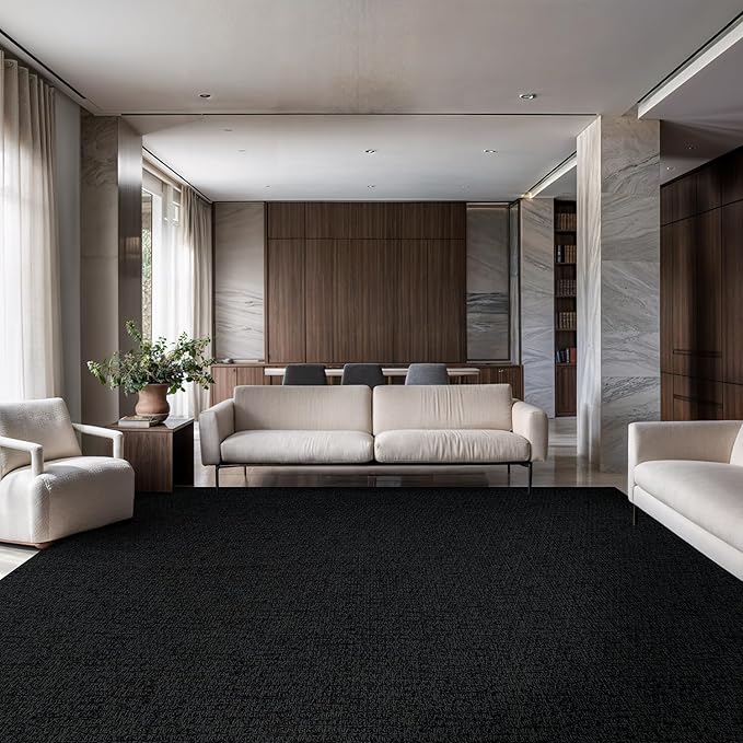 Easy Jute Rugs 6x9 Dark Gray Color Living Room Indoor Outdoor Area Rug for Farmhouse Patio and Kitchen Rug High Traffic Washable Easy to Clean Solid Boho Woven Design Outside Carpet (6 x 9)