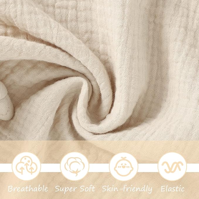 Organic Elephant Lovey, Muslin Security Blanket for Babies, Elephant Baby Stuffed Animal, Snuggle Toy, Gift for Boys and Girls (Khaki)