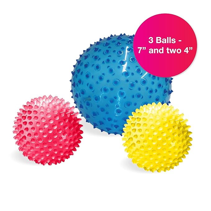 Edushape Original Sensory Balls - Pack of 3 Colorful Baby Balls and Toddler Ball; Enhances Gross Motor Skills for Kids 6 Months and Up