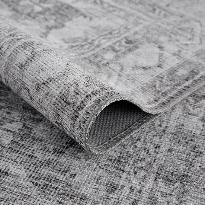 Bloom Rugs Washable 12 ft Runner - Ivory/Silver Gray Traditional Runner for Entryway, Hallway, Bathroom, and Kitchen - Exact Size: 2.5' x 12'