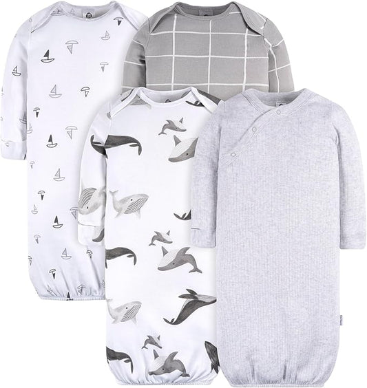 Gerber unisex-baby Baby Boy and Girls 4-pack Sleeper Gown