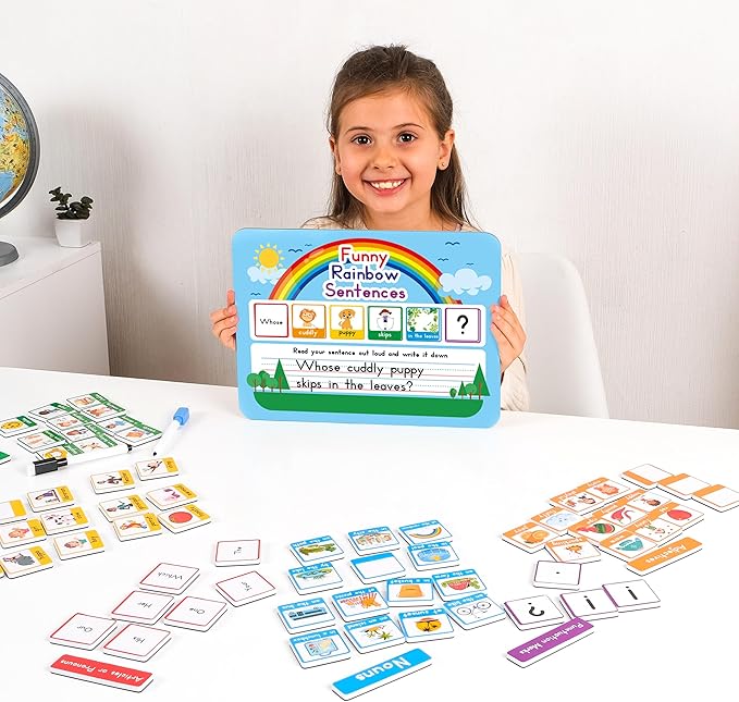 110 PCS Sentence Building Kit for Kids, Speech Speak Spell Games, Word Building Magnets, Speech Therapy Toys for Toddlers, Reading Games for Kids, Learn to Read, Reading Manipulatives - Simply Magic