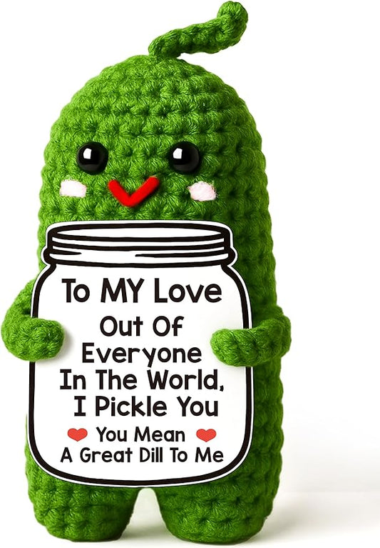 I Love You Gifts for Her, Him, Wife, Husband, Couple, Romantic Gifts for Boyfriend Girlfriend, Anniversary Perfect Gifts for Women Men, Handmade Crochet Pickle