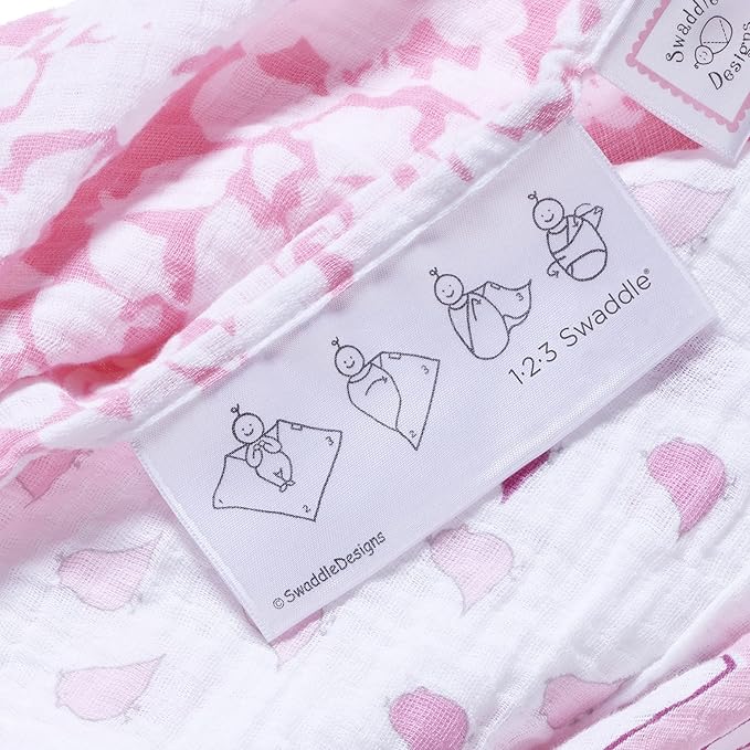 SwaddleDesigns Large Muslin Receiving Swaddle Blanket for Baby Girls/Boys, Soft Premium Cotton, Boutique Quality, Best Shower Gift, Multiuse, Pink Thicket Woodland, Parent Picks Award Winner(SDM-152P)