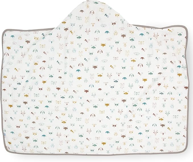 Little Unicorn Premium Hooded Bath Towel| Absorbent Cotton & Terry Blend | Larger Size, 1-6 Years (Animal Crowd)