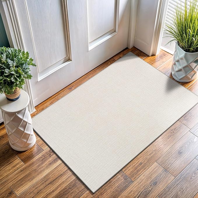 Easy Jute Rugs 2x3 White Color Living Room Indoor Outdoor Door Mat for Farmhouse Patio and Kitchen Rug High Traffic Washable Easy to Clean Solid Boho Woven Design Outside Carpet (2 x 3)