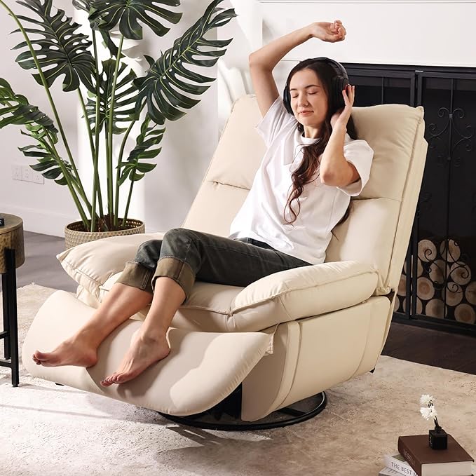 Electric Glider,Power Recliner, Reclining Sofa Chair with USB Ports,Swivel Glider Recliner Chair (Beige)