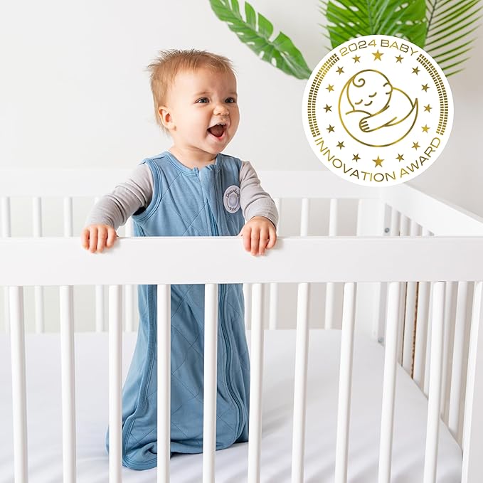 Dreamland Baby Lightweight Bamboo Viscose Sleep Sack (6-12 Months). 1.0 TOG Ultra Soft Blanket w/ 2-Way Zipper. 95% Viscose, 5% Spandex (Ocean)