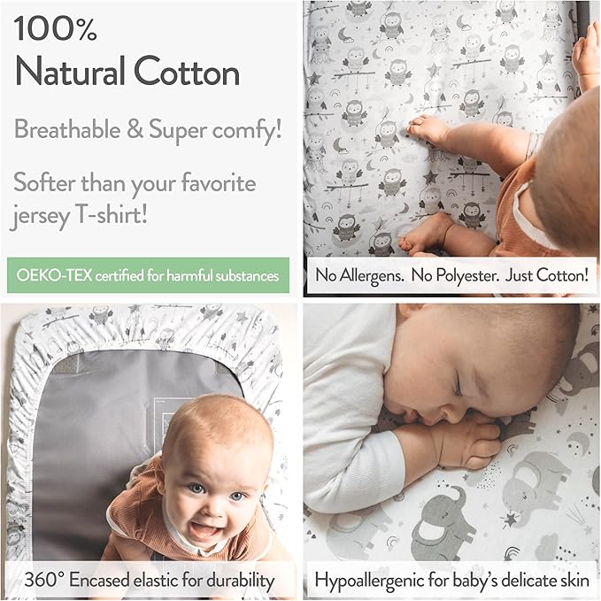 Travel Crib Fitted Sheets for Baby Bjorn, Guava Lotus Travel Crib and 24 x 42 Inch Travel Light Playard Mattress – Snuggly Soft 100% Jersey Cotton – 2 Pack