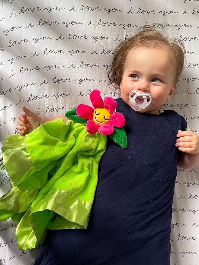 Flower Lovey Blanket for Baby | Large 20" x 20" Baby Lovey for Girls | Cute Flower Security Blanket for Babies and Toddlers