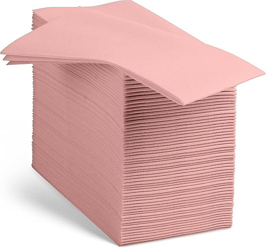 Linen-Feel Colored Paper Napkins - Decortive Cloth-Like Mellow Rose Dinner Napkins - Soft And Absorbent. For Kitchen, Party, Wedding, Bathroom Or Any Occasion. (Pack of 100)