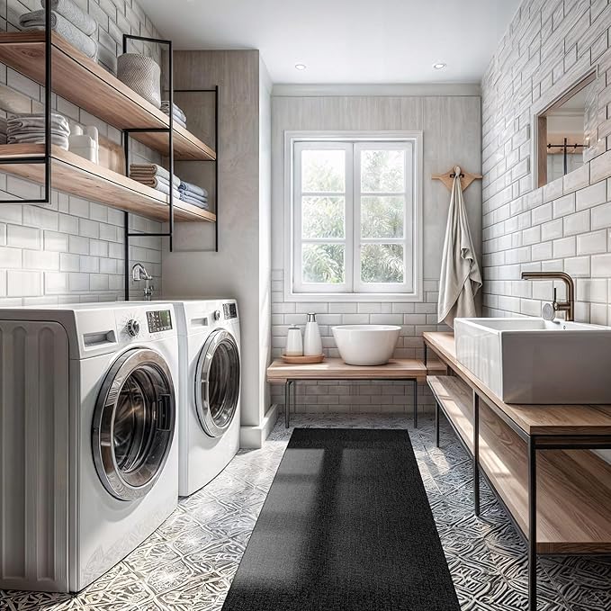 Easy Jute Rugs 2x7 Dark Gray Color Living Room Indoor Outdoor Runner Rug for Farmhouse Patio and Kitchen Rug High Traffic Washable Easy to Clean Solid Woven Design Outside Carpet (2 x 7)