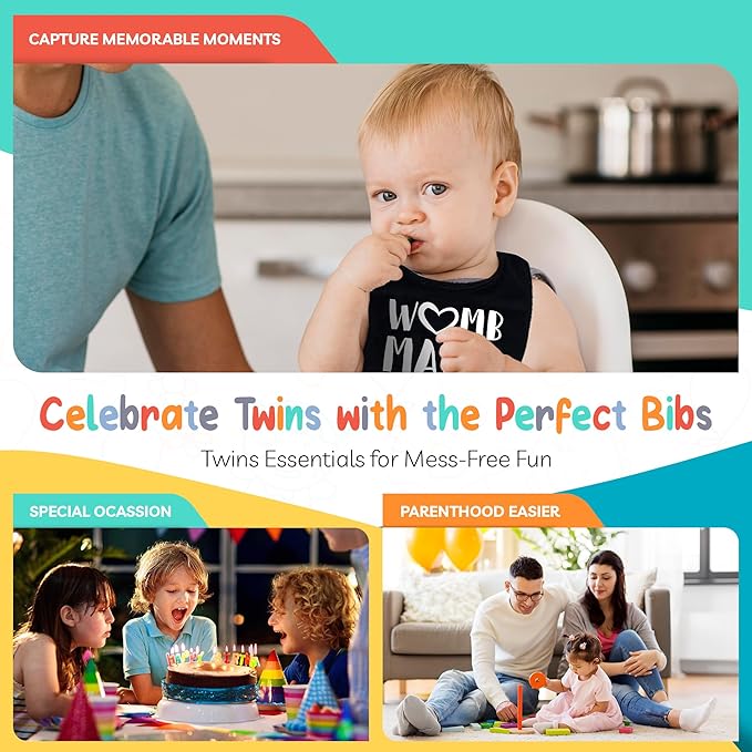 100% Cotton Womb Mates Twin Bibs – Soft, Stylish & Breathable for Boys & Girls – Perfect for Drooling & Teething