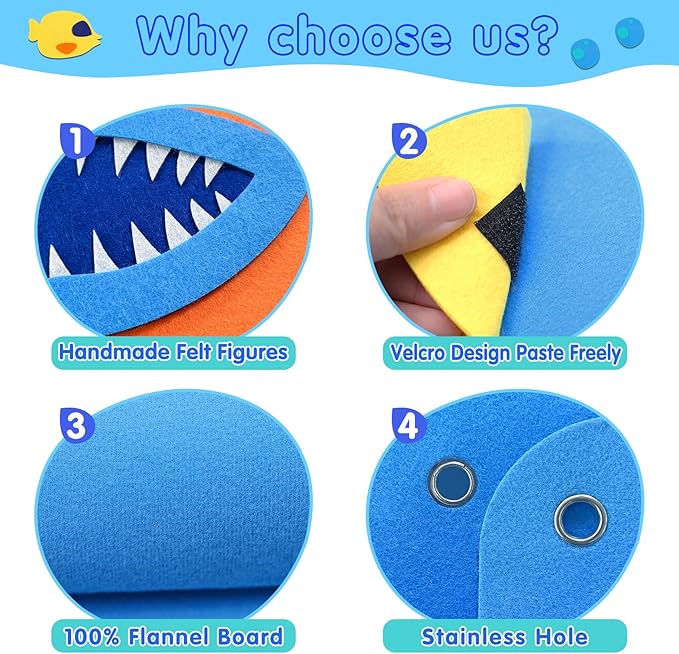 Craftstory Ocean Felt Board Story Set for Toddlers Children Under The Sea 3.5 Feet Flannel-Stories Shark Octopus Toys Wall Activity Storytelling Teaching