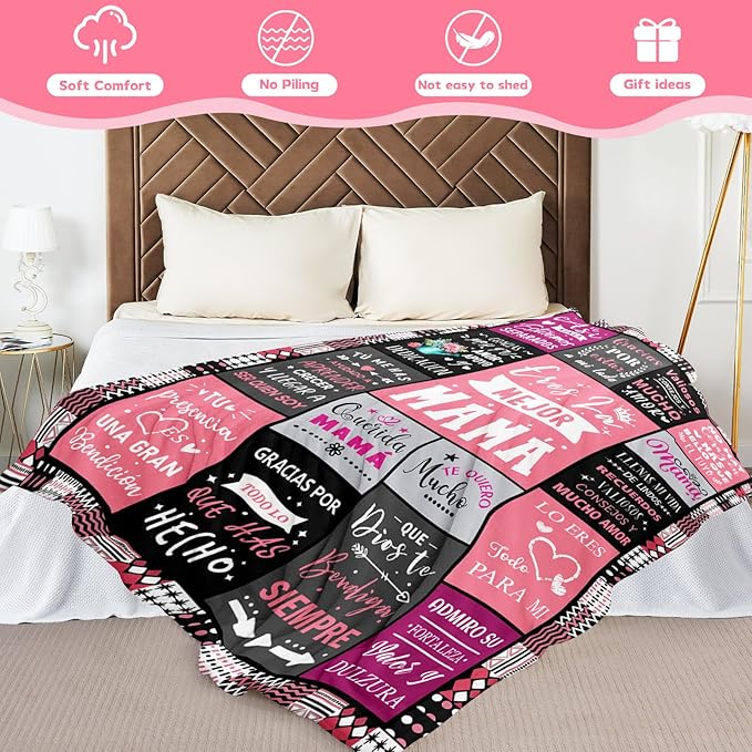 Mama Gifts - Regalos para Mama - Gifts for Mom in Spanish - Moms Gift from Daughter Son - Best Mom Ever Gift - Mothers Day Christmas Valentines Day Birthday Presents for Mother Blanket 50"x60"