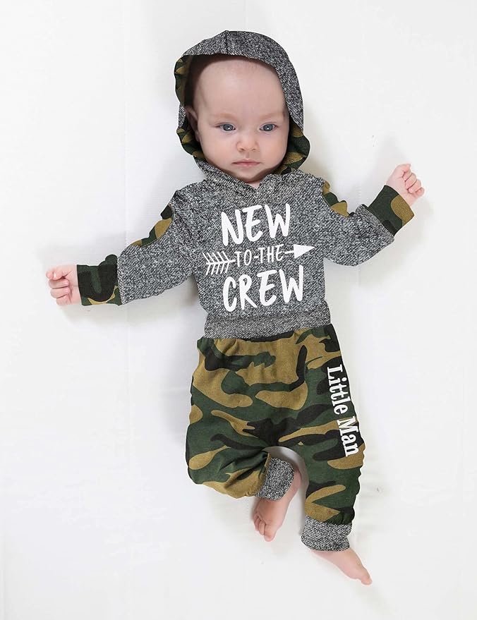 Fommy Newborn Baby Boy Clothes Plaid Letter Print Long Sleeve Hoodies + Long Pants 2PCS Fall Winter Outfits Set