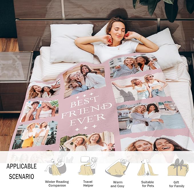 Custom Photo Blanket - Best Friendship Gifts for Women