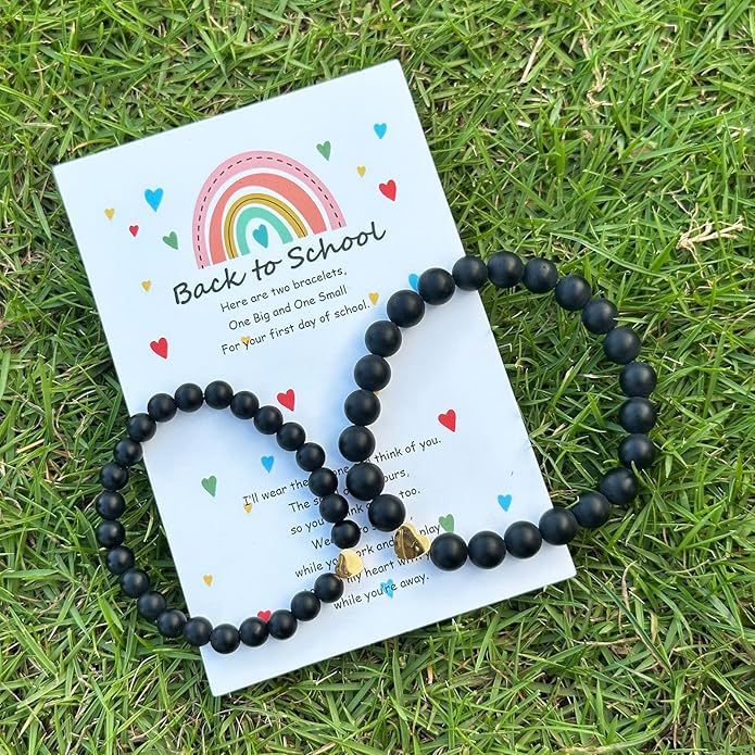 Back to School Bracelets Matching Heart Mommy and Me Wish Strings Bracelet Set First Day of School Gifts