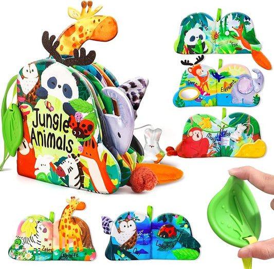 Baby Books 0-6 Months, Infant Tummy Time Sensory Teething Toys Baby Toys 6 7 8 9 10 12 Months, Touch and Feel Soft Cloth Book, 3D Crinkle Book Toy for Infant Newborn Boys Girls Early Learning