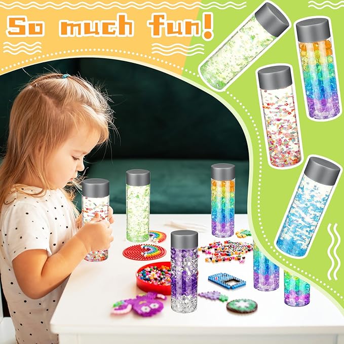 Hoolerry 16 Pcs Empty Plastic Sensory Bottles with Lids Reusable Clear Plastic Sensory Water Bottles for DIY Crafts Classroom Handmade Party Decoration(Grey,13.5 oz)
