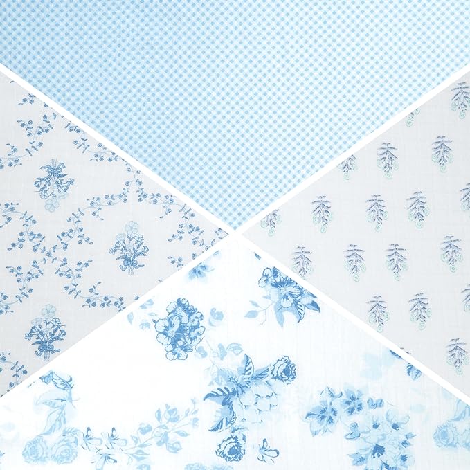 Delta Children 100% Cotton Muslin Baby Receiving Blankets for Girls and Boys – 47x47 Inches (Pack of 4), Blue Botanicals