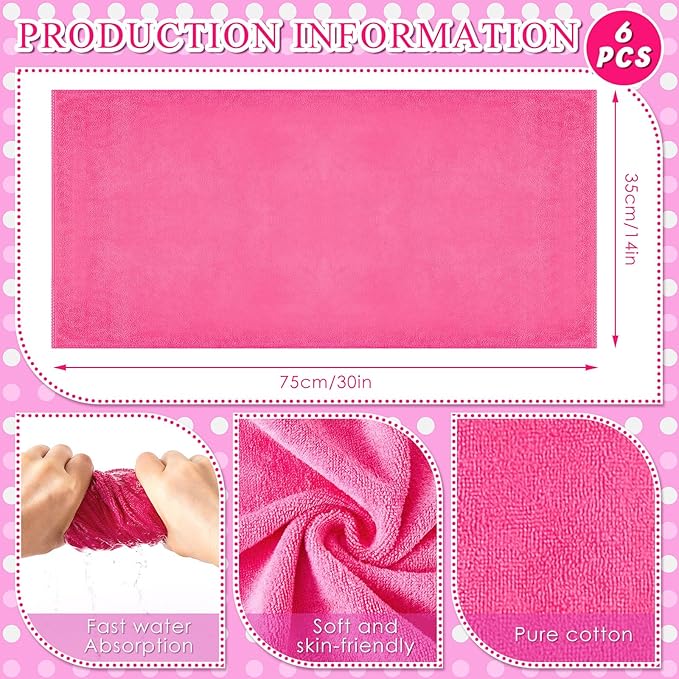Patelai 6 Sets Kids Foot Spa Kit for Girl 12 x 12 x 4.3 Inch Foot Soaking Tub 14 x 30 Inch Hand Towels Washbasin Towels for Spa Party Sleepover Party Supplies(Rose Red)