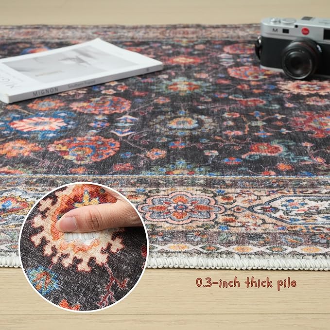 Runners for Hallways Kitchen Runner Rug Non Slip 2'x10' Long Washable Rugs with Rubber Backing Soft Vintage Carpet Runner for Hallways, Kitchen, Laundry, Bedroom, Bathroom (Dark Espresso)