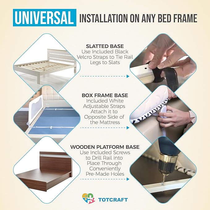 Bed Safety Rails for Toddlers - Bed Rail Guard for Queen, King, Full Szie, Twin Mattress Bed (White, 35.5W*23.5H Inch (Regular Extra Tall))