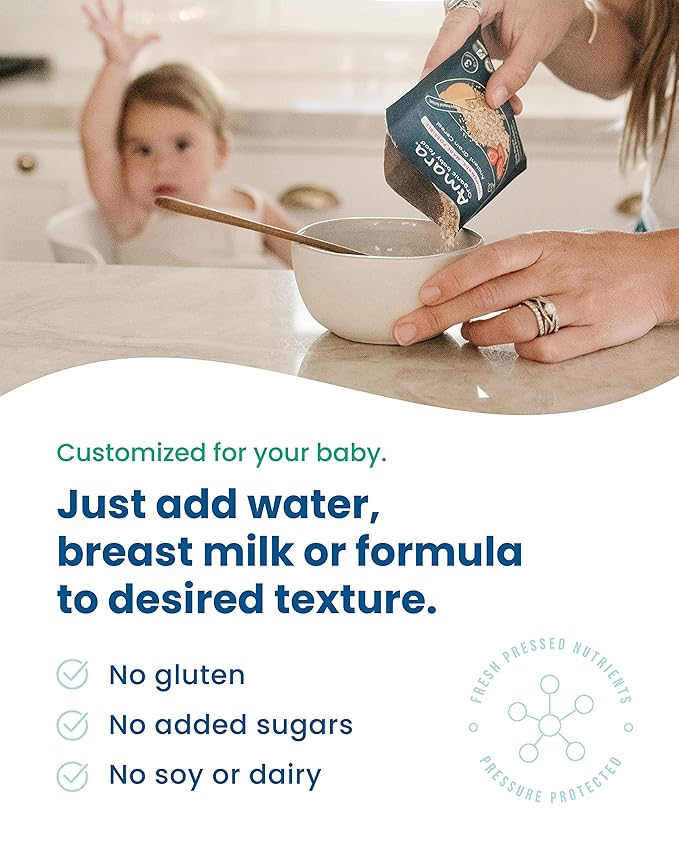 Amara Organic Baby Food - Stage 2 - Kale Potato - Baby Cereal to Mix With Breastmilk, Water or Baby Formula - Shelf Stable Baby Food Pouches Made from Organic Fruit and Veggies - 14 Pouches, 3.5oz Per Serving