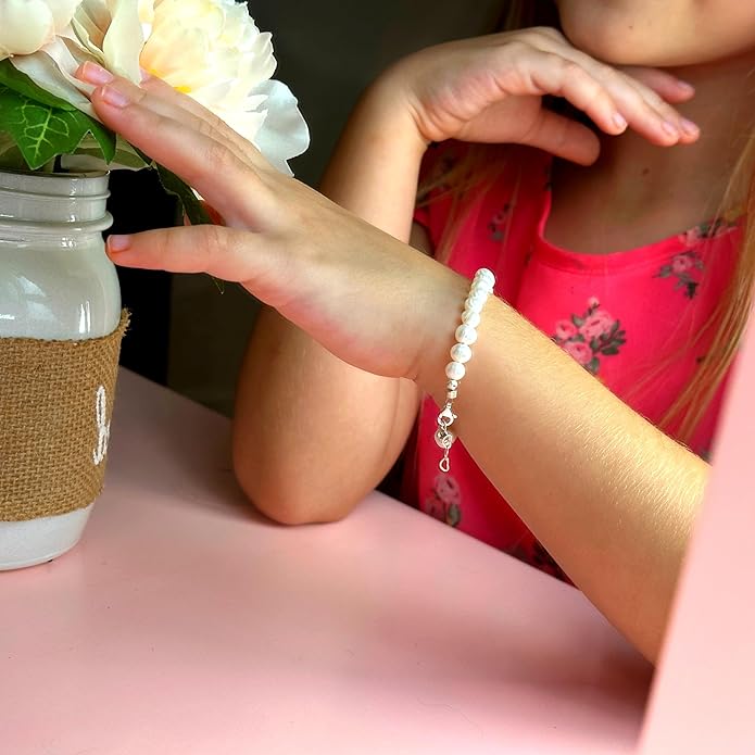 Freshwater Cultured Pearl Bracelet, Baby Bracelets for infant girls Sterling Silver Jewelry keepsake for boys or girls, 1st Birthday Girl, 1 Year Old Girl Gifts
