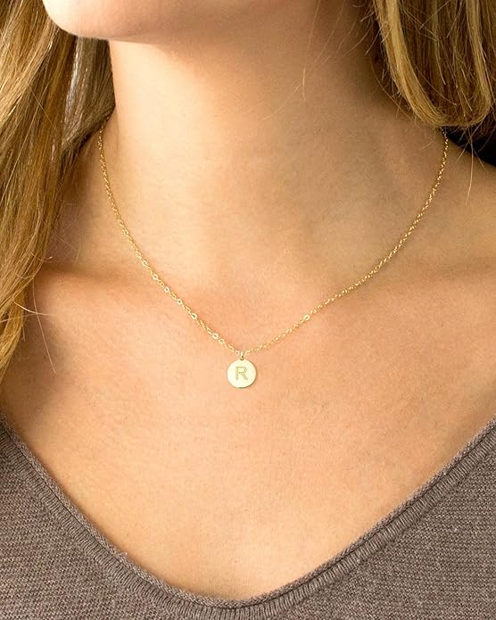 Unique Personalized Gifts for Her, Initial Necklaces for Women, Letter Double Side Engraved Disc/Heart Pendant Necklace, Minimalism Style Jewelry for Everyday Wear