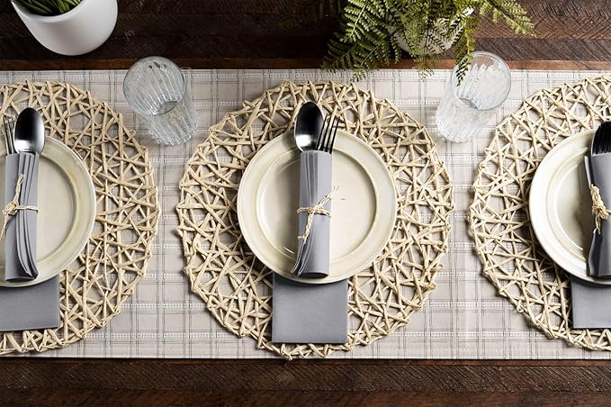 Linen-Feel Grey Paper Napkins - Decorative Cloth-Like Disposable Dinner Napkins - Soft And Absorbent Napkins for Thanksgiving, Party, Wedding, Bathroom Or Any Occasion. (Pack of 100)