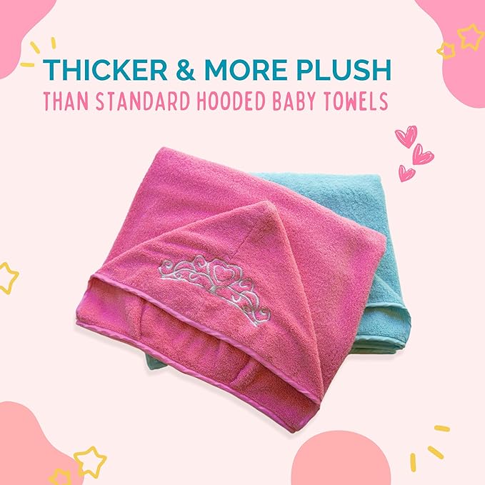 Princess Baby Bath Towel [Pink] Hooded Toddler Towels For Girls Up to 10 Years - Oversized Baby Towel With Super Absorbent 100% Cotton - Soft and Cozy Beach Towel - Full Coverage Kids Bath Towels