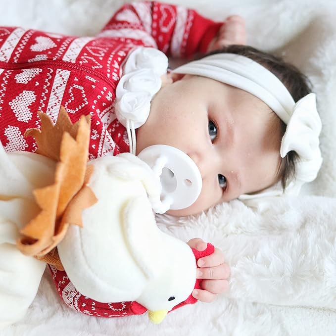 Chicken Lovey Blanket for Baby | Large 20" x 20" Baby Lovey for Girls or Boys | Cute Chicken Security Blanket for Babies and Toddlers