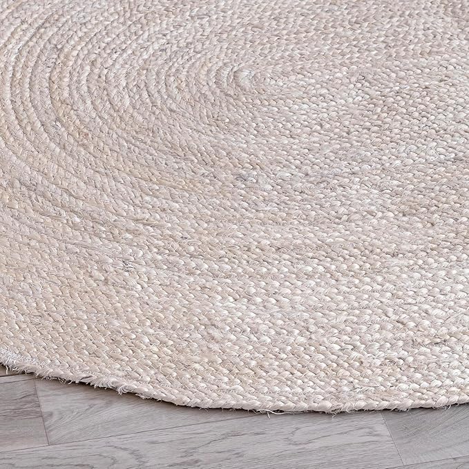HOMEMONDE Reversible Oval Jute Area Rug - Hand Woven Natural Fiber - Farmhouse Braided Rugs for Entryway/Front Door/Porch/Meditation Mat/Home Decor (2.3 x 4 ft, Off White)
