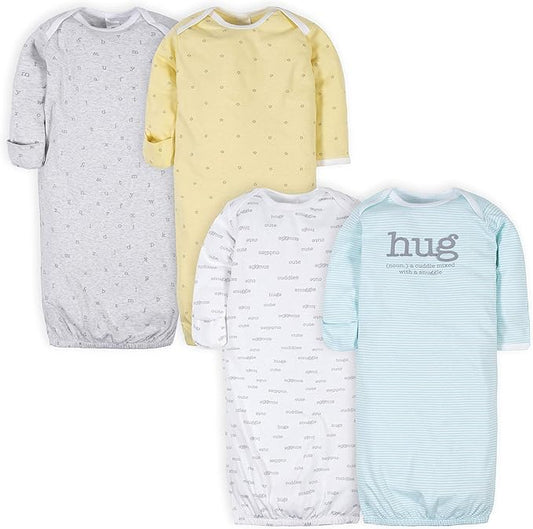 Gerber unisex-baby Baby Boy and Girls 4-pack Sleeper Gown