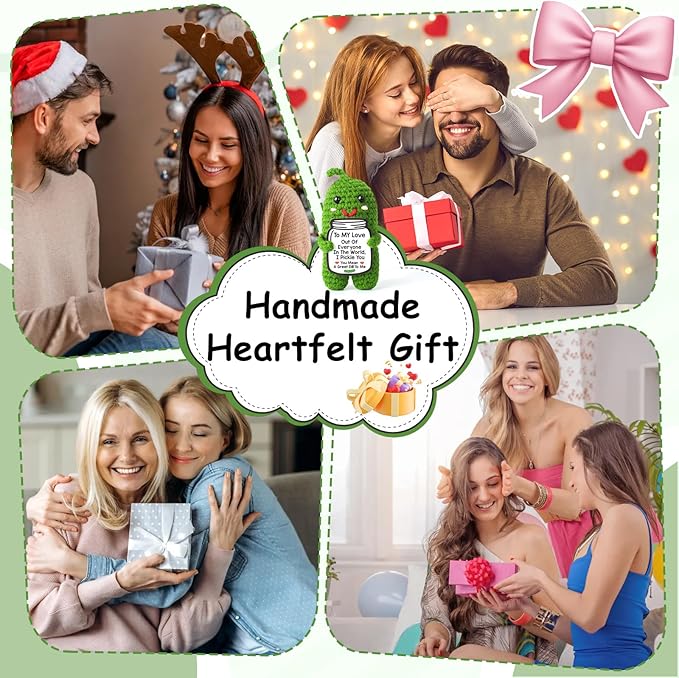 I Love You Gifts for Her, Him, Wife, Husband, Couple, Romantic Gifts for Boyfriend Girlfriend, Anniversary Perfect Gifts for Women Men, Handmade Crochet Pickle