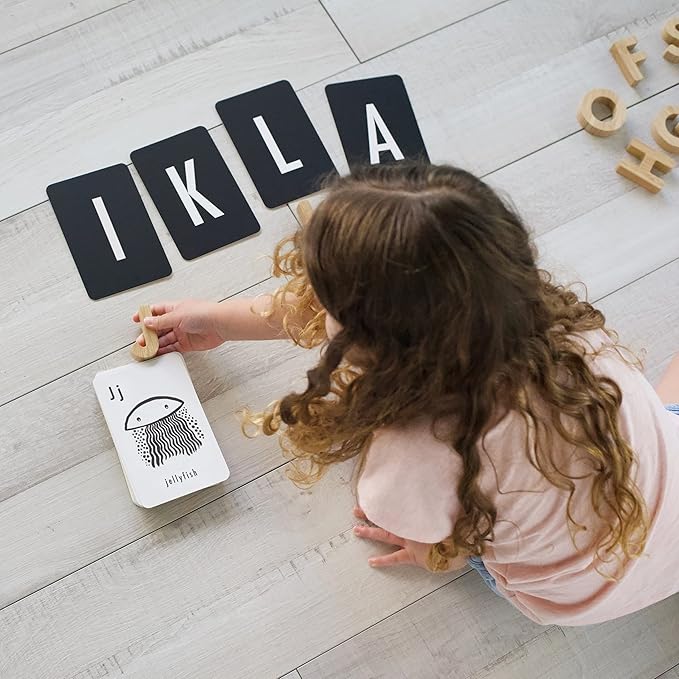 Wee Gallery Educational Flashcards for Babies, Double Sided Black and White Learning Flash cards, Animal Alphabet Cards for Visual Stimulation and Cognitive Development of Infants and Toddlers