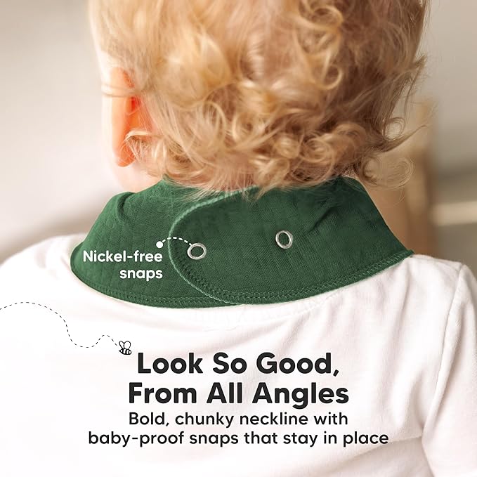 KeaBabies 8-Pack Bandana Bibs for Baby Girls, Boys - Organic Cotton Baby Bibs for Drooling & Teething Newborn, Toddler, Infant 0-36 months, Extra Soft, Absorbent Cloth with Snaps (Hunter/Quin)