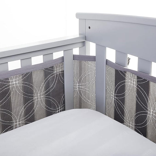 BreathableBaby Breathable Mesh Liner for Full-Size Cribs, Deluxe 4mm Mesh, Gray Links (Size 4FS Covers 3 or 4 Sides)