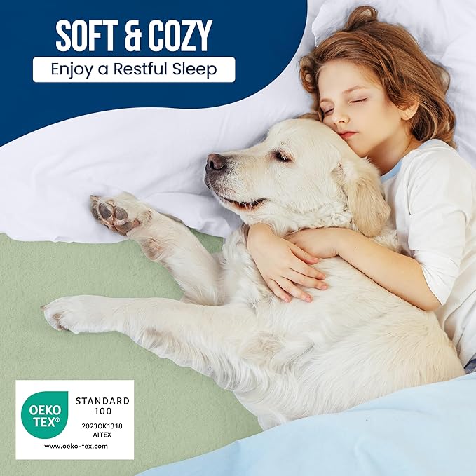 Utopia Bedding Waterproof Mattress Protector Queen Size, Premium Terry Mattress Cover 200 GSM, Breathable, Fitted Style with Stretchable Pockets (Sage)