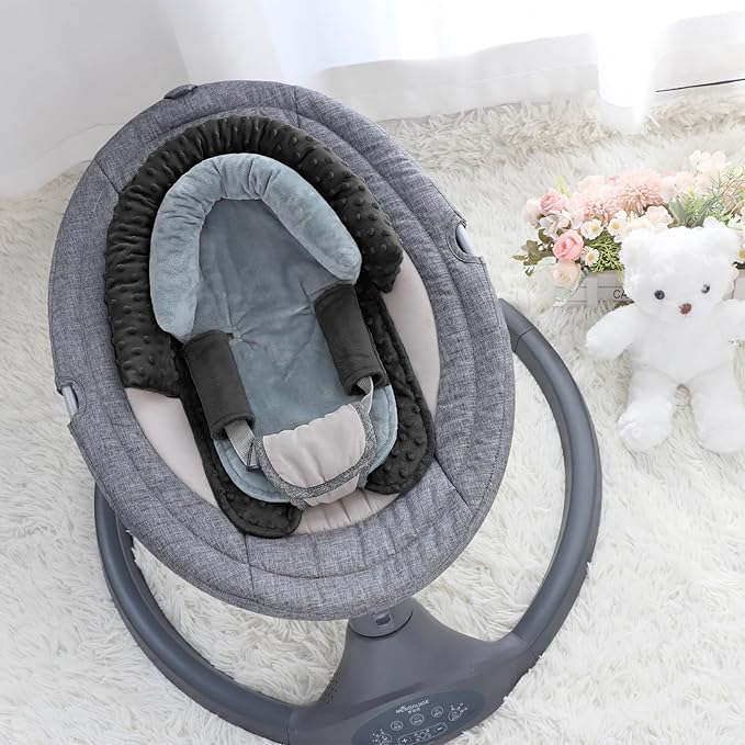 Infant Car Seat Insert, HNHUAMING Baby Car Seat Head & Body Support with 2 Straps Pads, Ultra Soft Newborn Preemie Carseat Insert Cushion for Girls Boys, Fits Car Seat, Stroller, Swing, Bouncer, Black