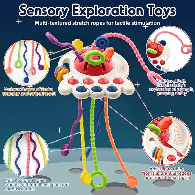 AituiTui Sensory Montessori Baby Teething Teether, Silicone Remote Control Toddler Travel Toys for 3-12 Months, Educational Learning Toys for Infant Newborn Boy Girl Birthday Gifts