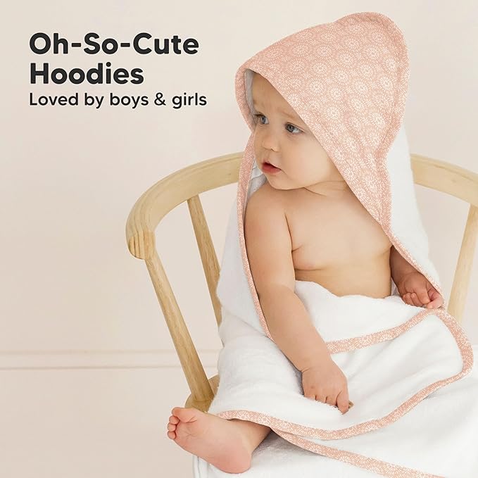 KeaBabies Hooded Baby Towel for Newborn - Viscose Derived from Bamboo Large Baby Bath Towels with Hood for Boys, Girls, Toddler, Extra Absorbent & Soft Newborn Bath Essentials (Crystal)